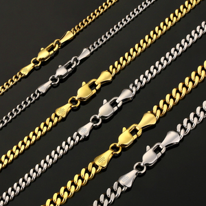 2MM 3MM 4MM Miami cubano de acero inoxidable joyería para mujer 14K chapado en oro Real broche de langosta cadena de eslabones cubanos collar de hombre - Product Image 3