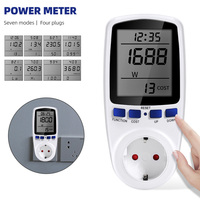 Meteran Daya Wattmeter Tegangan Digital 110/250V Konsumsi Watt Energi KWh Soket EU/US/UK /FR Monitor Penganalisis Listrik