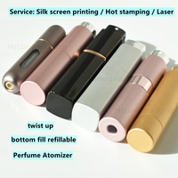 HeLun Stock Flacon pulvérisateur de parfum rotatif en aluminium de 8 ml, portable de poche, rechargeable pour voyage, pour spray buccal, eau de Cologne, déodorant et parfum