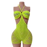 Combinaison de danse de performance pour femmes, imprimé pailleté, design découpé coloré pour adulte, en Spandex/Nylon, tenue de danse exotique, vêtement de strip-teaseuse