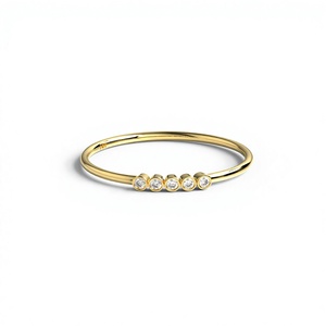 แหวนเพชรทรงกลมเจียระไนแบบบริลเลียนท์เคลือบทอง 18K 14K สไตล์มินิมอล น้ำหนักเบา สำหรับผู้หญิง ดีไซน์คลาสสิก สามารถสวมซ้อนกันได้ เหมาะสำหรับเป็นแหวนแทนใจ - Product Image 1