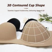 Soutien-gorge auto-adhésif sans bretelles dos nu invisible collant Push up patch de poitrine pour les femmes sans couture confortable mamelon couvre