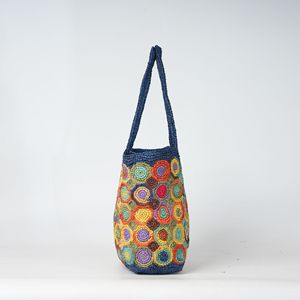 Sac fourre-tout en <span class=keywords><strong>cuir</strong></span> tressé au crochet, personnalisé, style plage, durable, pour femme, idéal pour l'été – Vente en gros - Product Image 3