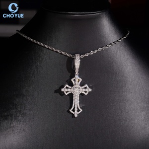 Wholesale GRA Certified Moissanite Cross Pendant 925 <b>Silver</b> Round Brilliant Cut Pendant Iced Out Rhodium Plated Jewelry - Product Image 4