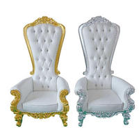 Chaises trône d'hôtel dorées en métal rembourrées confortables de luxe de haute qualité pour les mariages-King Size à dossier haut