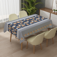 Nappe de table rectangulaire florale RNPT, nappe d'extérieur en plastique, nappe douce et lavable, nappe cirée pour table basse, nappe carrée
