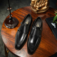 Chaussures habillées en cuir véritable pour hommes Mengke, style coréen à boucle carrée, taille 48, bout fermé, à lacets, collection automne
