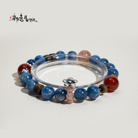 Bracelet en kyanite naturelle avec perles en bois d'agate rouge, accents en quartz rose et argent, bijoux fantaisie pour femmes