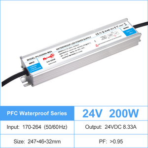 100W แรงดันไฟฟ้าคงที่สูง PF>0.95 ไดร์เวอร์ LED กันน้ำ IP67 หม้อแปลงจ่ายไฟ 100-240V/170-264V AC-DC 12V ไม่กระพริบ - Product Image 4
