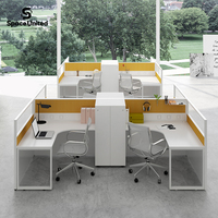 Poste de travail double de style industriel SpaceUnited avec cloison de type écran pour bureau commercial