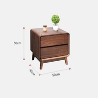 Table de chevet moderne en noyer noir d'Amérique du Nord avec 2 tiroirs, vente en gros directe d'usine, meubles de chambre à coucher en bois massif