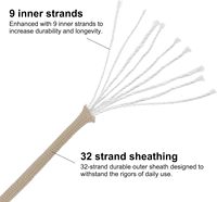 Cordon de survie Forrek 100 pieds 550 Paracord 4 mm 9 brins beige en nylon tressé robuste pour le camping et les activités de plein air toutes saisons
