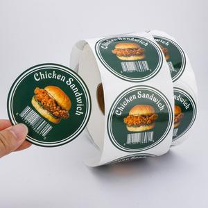 Etiqueta Redonda Autoadhesiva para Sándwich de Pollo, Resistente al Agua y al Calor, Ecológica, con Código de Barras para Empaquetado de Alimentos - Product Image 1