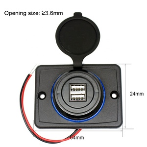Dual 4.8A Blue Panel Mount Bus USB-Ladegerät 2-Sitzer kabelloses Auto ladegerät mit 12-24V Spannung für Autos - Product Image 2