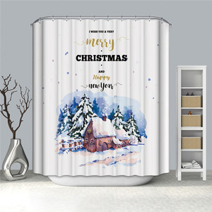 <span class=keywords><strong>Rideau</strong></span> de douche en polyester imperméable de conception de noël <span class=keywords><strong>rideau</strong></span> de fenêtre de <span class=keywords><strong>baignoire</strong></span> résistant à la moisissure créatif - Product Image 1