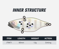 Nouvelle leurre de pêche vibrant en ABS de 6 cm et 12 g pour le bar et le marlin, appât artificiel rigide imprimé avec hameçons pour lac, rivière, ruisseau et océan