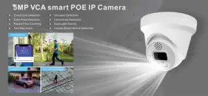 Cross Line/Intrusion/Enter Area/Leave Area Detection And People Counting 5MP Turret 24/7 Colorvu Poe Ip Camera With 2.8mm Lens