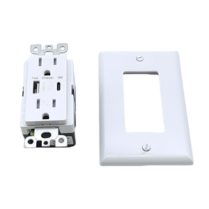 เต้าเสียบชาร์จเร็วชนิด C & ชนิด A USB ที่ชาร์จเร็ว20W 15 AMP 125V เต้ารับ TR พร้อมแผ่นปิด - Product Image 5