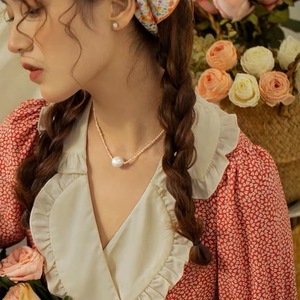 <b>Edison</b> Baroque Pearl Necklace for Women Natural Champagne Pink Zircon Luxurious Clavicle Chain Chic Neck Chain <b>Light</b> Luxury - Product Image 4