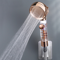 Kit de douche à main haute pression turbo économiseur d'eau avec pommeau de douche pluie à hélice en plastique ABS, finition filtrée, support inclus