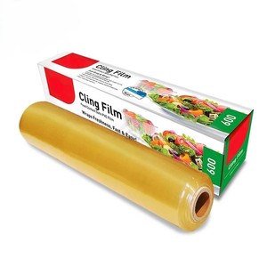 لفافة تغليف بلاستيكية شفافة من مادة PVC قابلة للتحلل الحيوي وآمنة للاستخدام الغذائي، شديدة التحمل ومخصصة للحوم والأطعمة - 450 مم - 600 متر - 12 ميكرون - Product Image 1