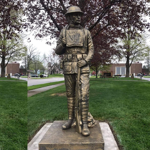 Estatua de Guerrero de Metal para Jardín, Cementerio de Mártires al Aire Libre BLVE, Escultura de Bronce de Héroe Combatente de Tamaño Real - Product Image 1