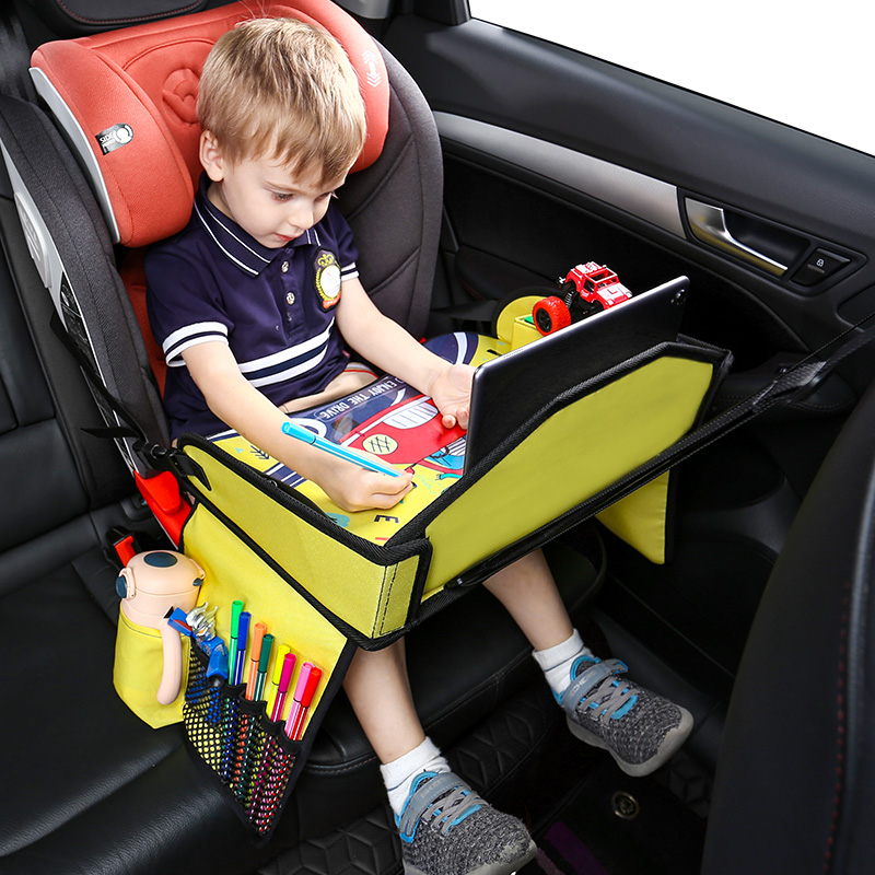 Bandeja de coche para niños, bandeja impermeable para actividades de viaje, soporte para platos para comida de niños pequeños, regazo para asiento de coche, bandeja de viaje para niños