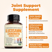 Complément alimentaire à base de plantes pour le soutien des articulations, glucosamine, chondroïtine, curcuma, quercétine en capsules, santé osseuse améliorée