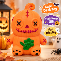 Jouet Squishy Citrouille Homme d'Halloween en Gros, Jouet Anti-Stress Doux à Presser, Jouet Fidget, Mignonne Poupée Citrouille, Boîte Cadeau