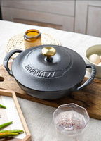 Casserole en fonte émaillée peu profonde avec couvercle, ustensile de cuisine pour braiser, faire mijoter, rôtir du pain, cuire au four, fonctionne sur tous les types de cuisinières