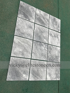 Baldosas de Travertino Beige <span class=keywords><strong>Blanco</strong></span> Antiguo Natural para Piscina, Acabado Cepillado y Cincelado, Mármol Gris Plateado, Patrón Francés, para Pavimentación de Patio - Product Image 4