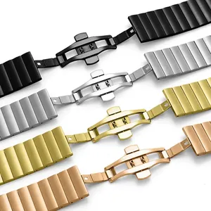 Bracelet en acier inoxydable à boucle papillon pour bracelet de montre Samsung Bracelets en métal pour <span class=keywords><strong>Galaxy</strong></span> <span class=keywords><strong>Watch</strong></span> 8 <span class=keywords><strong>40mm</strong></span> 44mm 8 Bracelet de montre classique 46mm - Product Image 2