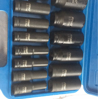 Jeu de douilles à choc profond 1/2 pouce, 14 pièces, CrMo, couleur noire