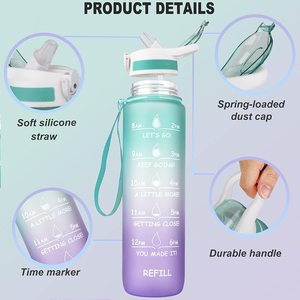 Bouteille d'eau en plastique portable <span class=keywords><strong>de</strong></span> bonne qualité, bouteille avec grande capacité <span class=keywords><strong>de</strong></span> 1000ml 32oz pour peinture <span class=keywords><strong>à</strong></span> dégradé, vente en gros, nouvelle collection - Product Image 2
