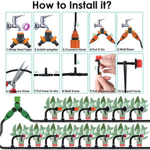 Kit d'irrigation goutte à goutte 80 pièces, système de micro-aspersion en PVC pour jardin, fournitures d'arrosage automatique - Product Image 2