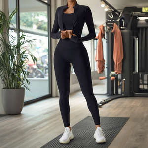 Ropa Deportiva Personalizada, Ropa Deportiva Activa para Mujer, Conjunto de Yoga de 3 Piezas con Chaqueta de Manga Larga, Conjunto de Yoga al por Mayor, Ropa de Gimnasio y Yoga - Product Image 6