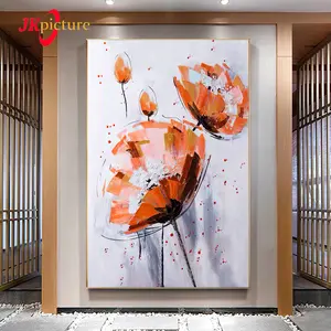 100% 手绘橙花家居装饰现代图片油画在帆布上手工油画花卉