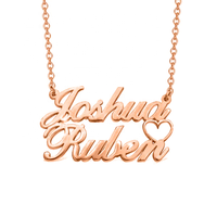 Bijoux personnalisés Collier double nom en argent sterling 925 plaqué or rose