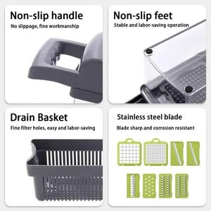 Hot Selling 2026 Kitchen Multi 12 in 1 Manual Fruit <b>Vegetable</b> Cutter <b>Chopper</b> Dicer Veggie <b>Vegetable</b> <b>Chopper</b> - Product Image 2