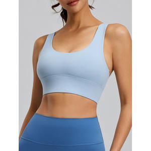 Sujetador deportivo rosa de alto soporte para entrenamiento, yoga, fitness, sin costuras, elástico, transpirable, con espalda cruzada, top deportivo para mujer - Product Image 3