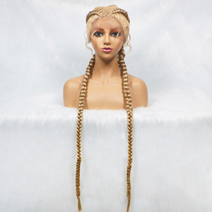 Couleur Film Princesse 2 Synthétique Pré Tressé Queue De Cheval Extra Longue Cosplay Perruque <span class=keywords><strong>Blonde</strong></span> Aucune Dentelle Perruques Température Synthétique - Product Image 5