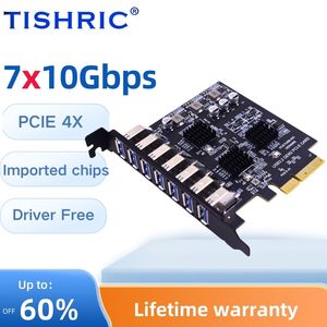 تيشريك بسي إلى يو إس بي بطاقة توسيع بسي 4X 1X إلى 7 منافذ USB3.0 محور مضاعف محول يو إس بي للقرص إضافة على البطاقات - Product Image 5