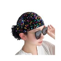 Chapeau Foulard Femme Adulte en Satin Brodé de Paillettes Rayé Tendance Quotidien Extérieur Automne Printemps Couvre-Cheveux Fleur