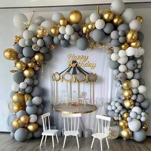 Cadena de bolas de aire de látex gris de alta calidad, decoración de arco, Fondo de fiesta de cumpleaños o boda para niños, diseño de guirnalda - Product Image 5