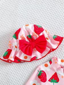 <span class=keywords><strong>Maillot</strong></span> <span class=keywords><strong>de</strong></span> <span class=keywords><strong>bain</strong></span> une pièce à manches longues pour bébé fille, imprimé <span class=keywords><strong>fraise</strong></span> <span class=keywords><strong>de</strong></span> dessin animé mignon, fermeture éclair, vêtements <span class=keywords><strong>de</strong></span> plage d'été, cadeau pour enfants - Product Image 3