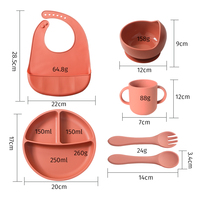 Ensemble repas bébé et enfant en silicone de qualité alimentaire sans BPA, comprenant assiette à ventouse, bavoir et tasse d'apprentissage – Vente chaude