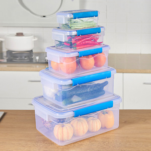 Boîte de conservation alimentaire rectangulaire transparente avec couvercle à clipser, compatible micro-ondes et congélateur, pour fruits et légumes, idéale pour la rentrée scolaire - Product Image 2