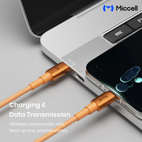 Cable USB Tipo-C Miccell de 1.5M, PD 60W, Carga Rápida, Transferencia de Datos a 480Mbps, Cable de Carga de Nailon para Teléfono Inteligente