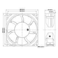 Ventilador Axial de Refrigeración YCCFAN 1238 DC 120x120x38mm 12V/24V/48V Directo de Fábrica, Ventilador Dedicado para Calentador Solar