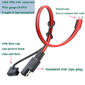 Sae Connectoren Pigtail Met Waterdichte Doppen 18awg <span class=keywords><strong>2</strong></span> Pin Snel Los Te Koppelen Sae Enkele Plug Naar Blote Draad Kabel - Product Image 5